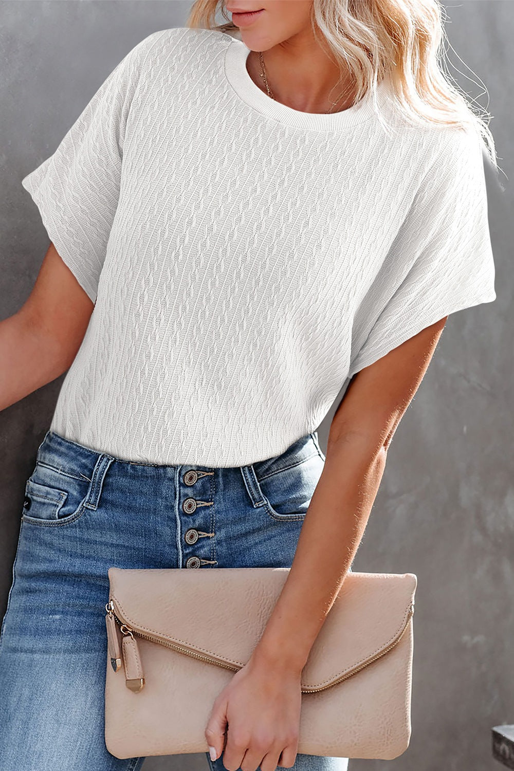 Round Neck Short Sleeve Blouse