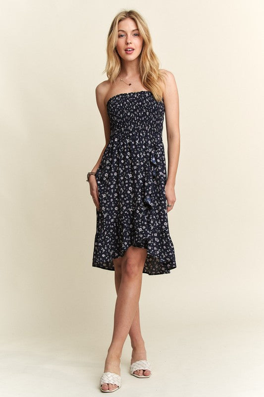 Women's ADORA Smocked Floral Tube Dress with Pockets