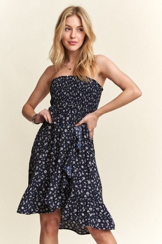 Women's ADORA Smocked Floral Tube Dress with Pockets