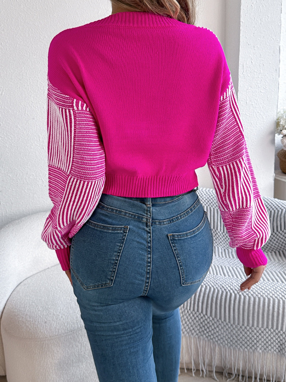 Striped V-Neck Long Sleeve Sweater