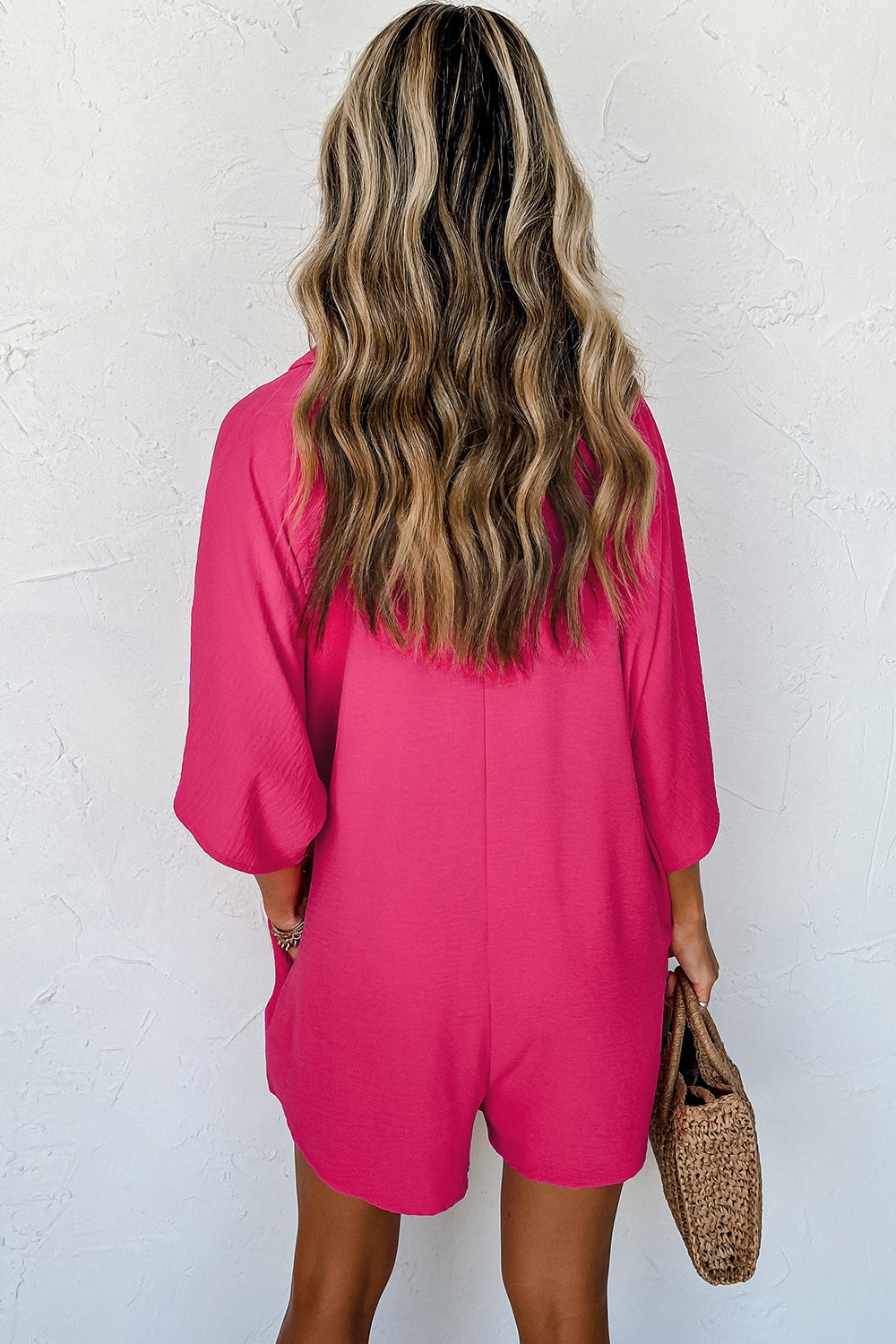 Half Button Collared Neck Romper