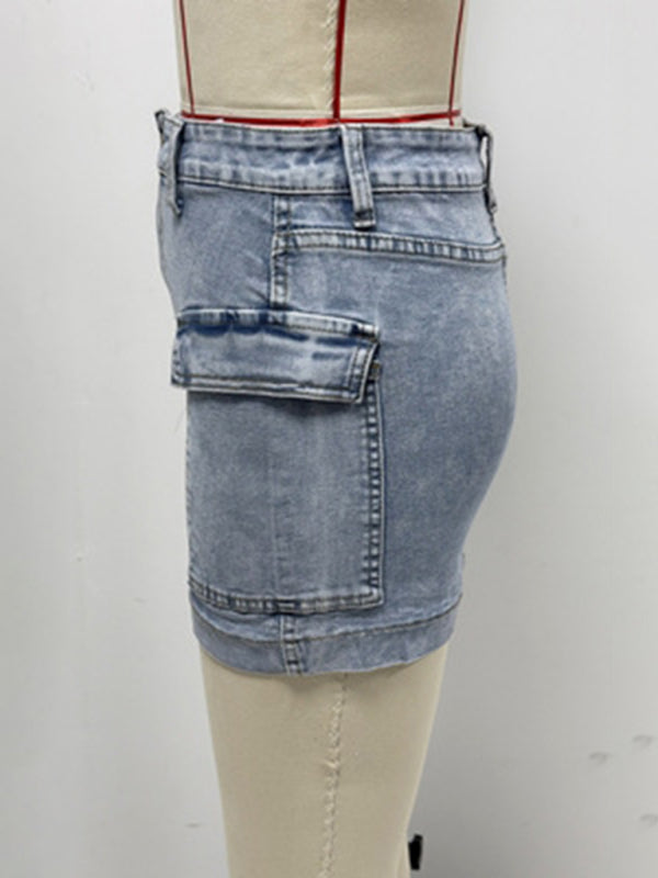 New hot girl workwear denim skirt washed slim hip skirt