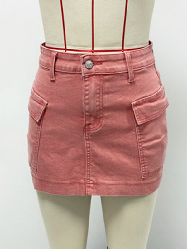 New hot girl workwear denim skirt washed slim hip skirt