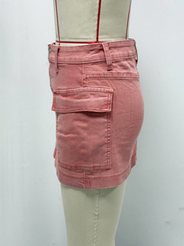 New hot girl workwear denim skirt washed slim hip skirt