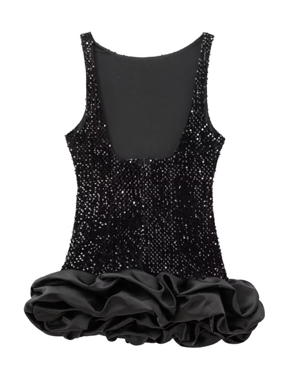 New Fashion Sequin Sleeveless Suspender Short Dress